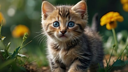 beautiful little kitten playing