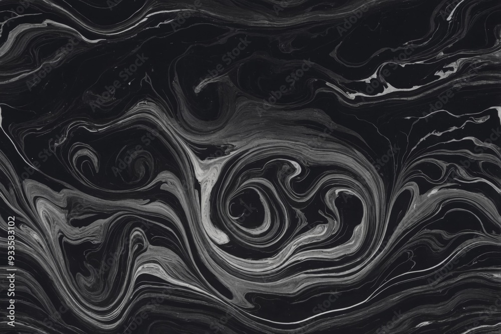 Poster Abstract swirling black and white pattern