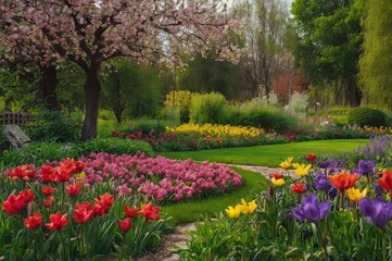 Fototapeta premium Beautiful spring garden. 