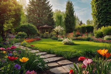 Beautiful spring garden. 