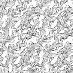 Seamless abstract hand-drawn pattern lines for background. Black and white shapes.