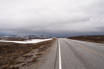 nordic landscape along the road from Alta to the Island of Mageroya, Norway