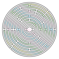 Labyrinth vector. Circle maze game illustration