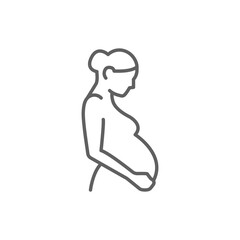 Pregnancy icon. Simple outline style. Pregnant woman, maternal, lady, fertility, mom, baby, mother, gynecology, health concept. Thin line symbol. Vector illustration isolated. Editable stroke.