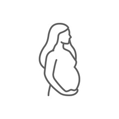 Pregnancy icon. Simple outline style. Pregnant woman, maternal, lady, fertility, mom, baby, mother, gynecology, health concept. Thin line symbol. Vector illustration isolated. Editable stroke.