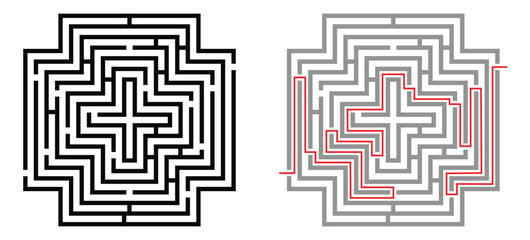 Labyrinth maze vector.  Square maze  game illustration