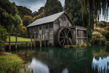 Fototapeta premium Water Mill in Matamata - New Zealand