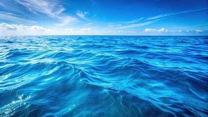 Obraz premium Close up view of the vibrant blue sea surface, ocean, water, surface, close up, blue, background, texture, waves, ripples