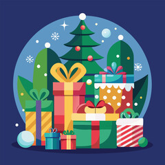 Christmas gifts vector illustration design graphic Art.