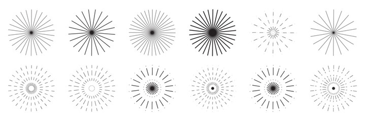Radial circle lines.  Circular radiating lines geometric design element. line burst vector illustration © Sunil