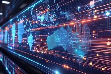 Obraz premium Digital map of australia network connectivity created with generative ai