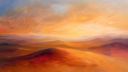 Captivating Desert Landscape at Sunset   Serene Expansive Scenery with Warm Tones and Dramatic Sky