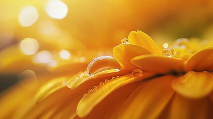 crystal water drop on flower petals, light colors