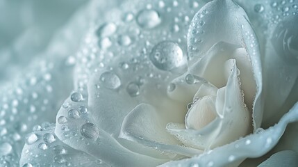crystal water drop on white rose flower petals, light colors
