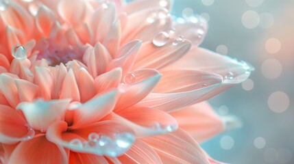 Fototapeta premium crystal water drop on flower petals, light colors