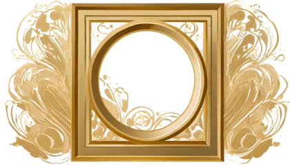 Gold Frame Clipart Png Vector Element on a isolated on white background. Generative AI.