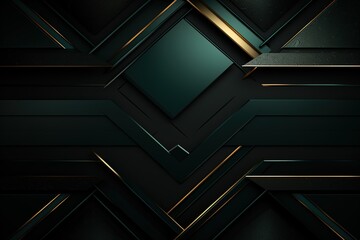 Fototapeta premium Abstract dark green and gold geometric background.