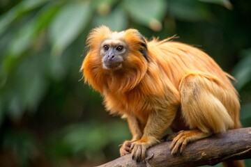 Golden lion tamarin (Leontopithecus rosalia), also known as the golden marmoset.
