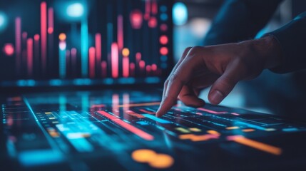 Close-up of Hand Interacting with a Digital Interface