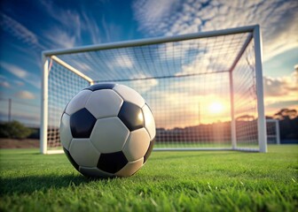 Soccer Ball with Blurry Goalpost in the Background