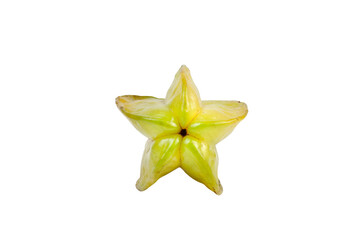 Whole starfruit PNG isolated on white background