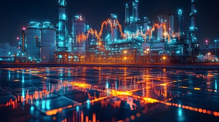 Luminous Metropolis:Neon Cityscape Reflecting Global Financial Fluctuations