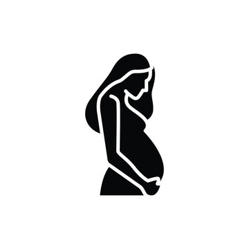recommend clip art: Pregnancy icon. Simple solid style. Pregnant woman, maternal, lady, fertility, mom, baby, mother, gynecology, health concept. Black silhouette, glyph symbol. Vector illustration isolated.