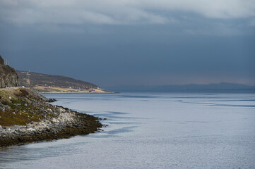 nordic landscape along the road from Alta to the Island of Mageroya, Norway