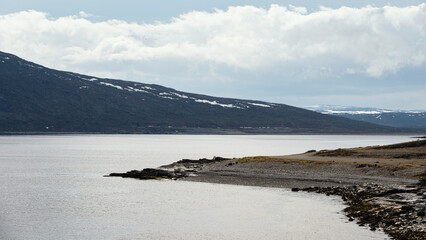 nordic landscape along the road from Alta to the Island of Mageroya, Norway