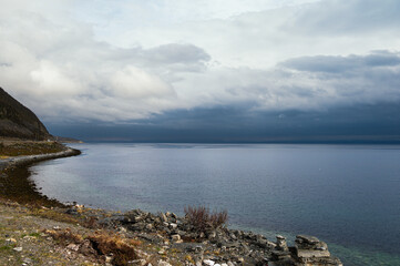 nordic landscape along the road from Alta to the Island of Mageroya, Norway
