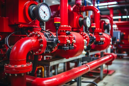 Fire Pump. Industrial fire pump station. Automatic fire extinguishing system control system.