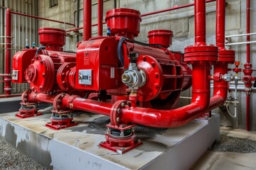 Fire Pump. Industrial fire pump station. Automatic fire extinguishing system control system.