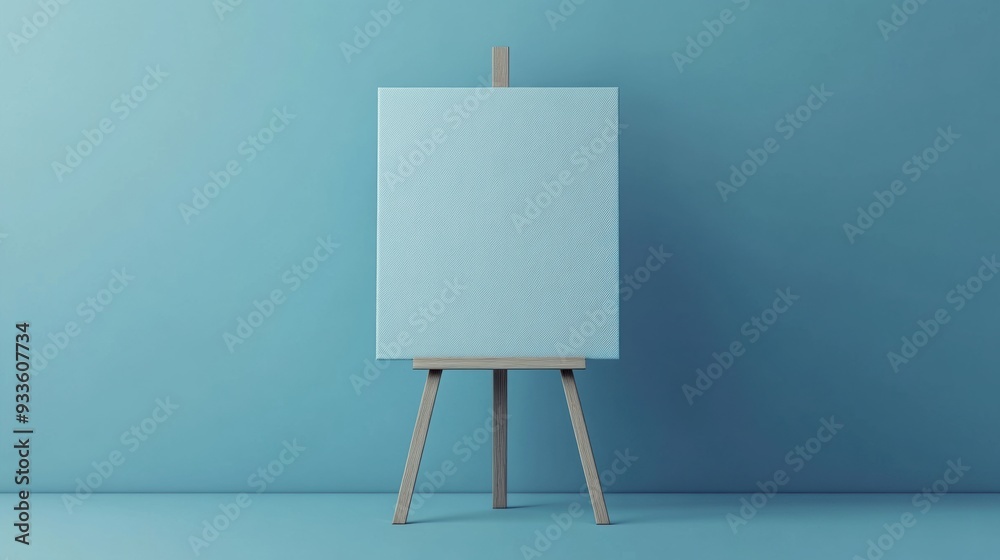 Canvas Prints a blank canvas on easel against a blue background, ai