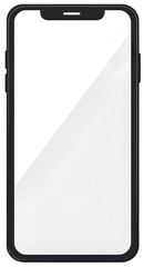 Black Smartphone Mockup:  A sleek, minimalist black smartphone mockup with a blank screen, perfect for showcasing your app design, website, or branding, isolated on a transparent background.