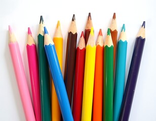 Fototapeta premium Set of color pencils isolated on white background
