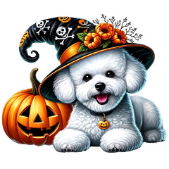 Halloween Clipart, Dog in Halloween Costumes and Accessories with Pumpkin