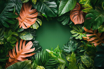 Naklejka premium Tropical Leaves Frame Background - Space for Text