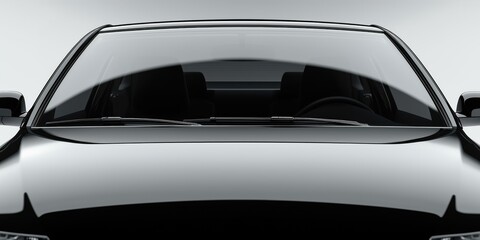 Fototapeta premium Front windshield of a black car clean and clear close up studio shot, offering a broad canvas for mockup