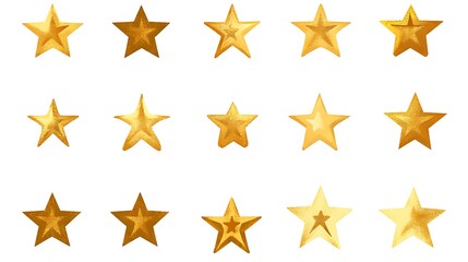 Fototapeta premium Shining Set of Gold Stars on White Background - Minimalistic Illustration with Fifty Stars in Each Row