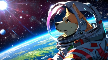 Anime-Style Astronaut Dog