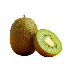 Obraz premium Fresh slice kiwi fruit isolated on a transparent background by AI generative