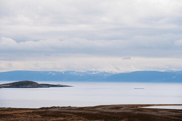 nordic landscape along the road from Alta to the Island of Mageroya, Norway