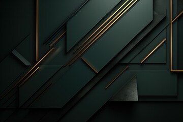Obraz premium Abstract dark green and gold geometric background.