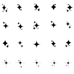 Sparkle Icons set. Twinkle stars collection. Shine star icons vector 