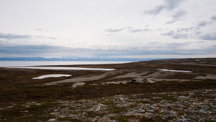 nordic landscape along the road from Alta to the Island of Mageroya, Norway