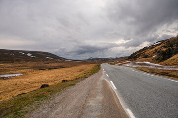 nordic landscape along the road from Alta to the Island of Mageroya, Norway