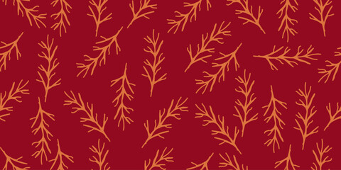 autumn seamless pattern abstract floral background with leaves, hand drawing flat color.