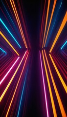 Fototapeta premium Abstract Neon Glow: Bright, Luminous Lines and Shapes in a Futuristic Digital Background. Ai generated image 
