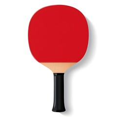 Bright Red Table Tennis Paddle Clipart Graphic Design for Sports Equipment or Accessory  Isolated on White Background for Use in Sports Fitness or Recreation Branding and Design