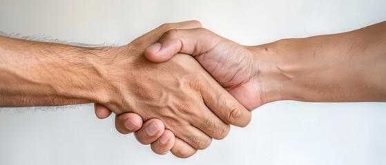 Fototapeta premium Customer shaking hands with a service provider, indicating satisfaction, Customer review, Appreciative gesture